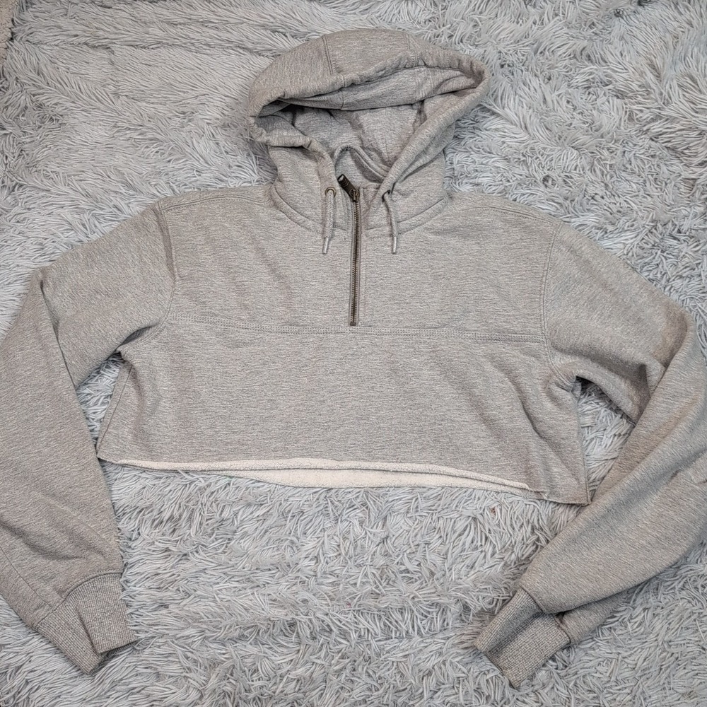 Carhartt Sweatshirt Womens S Gray Half Zip Rain Defender Cropped Loose Fit